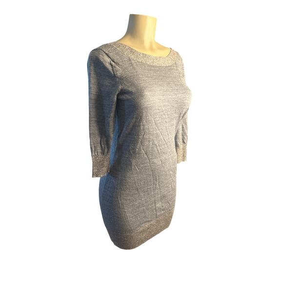 Women US-8 All Saints AllSaints Gray Sweater Priva Jumper Dress Wool Metallic - Picture 1 of 8